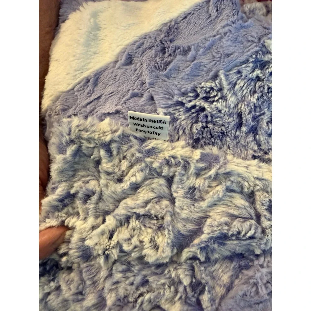 Sew Sweet Minky Designs 80x57  Throw Blanket Purple Striped Luxury Plush USA